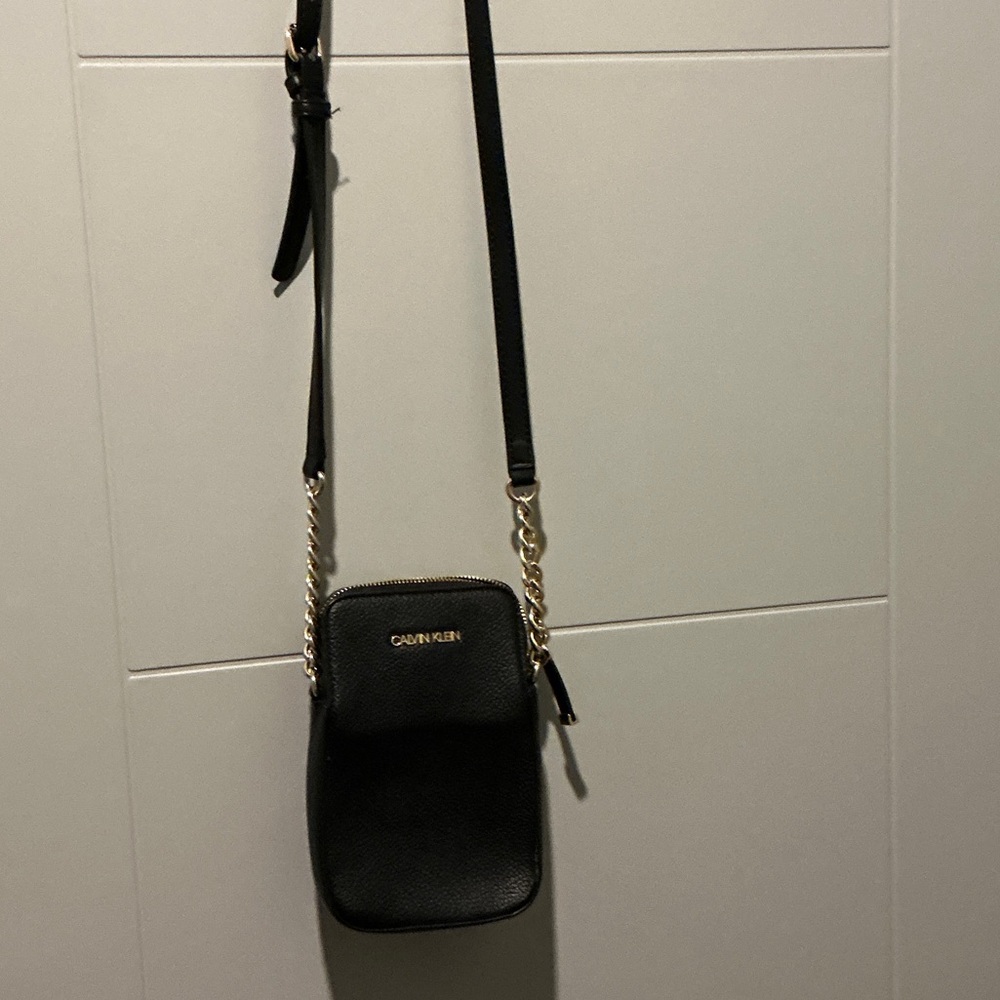Calvin Klein Black Crossbody Bag with Gold Accents